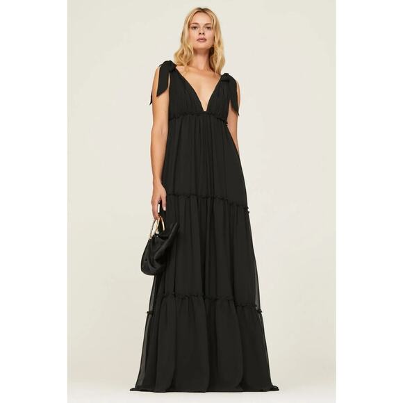 Ieena for Mac Duggal Tie Shoulder Gown Black Size 2 - Picture 1 of 7